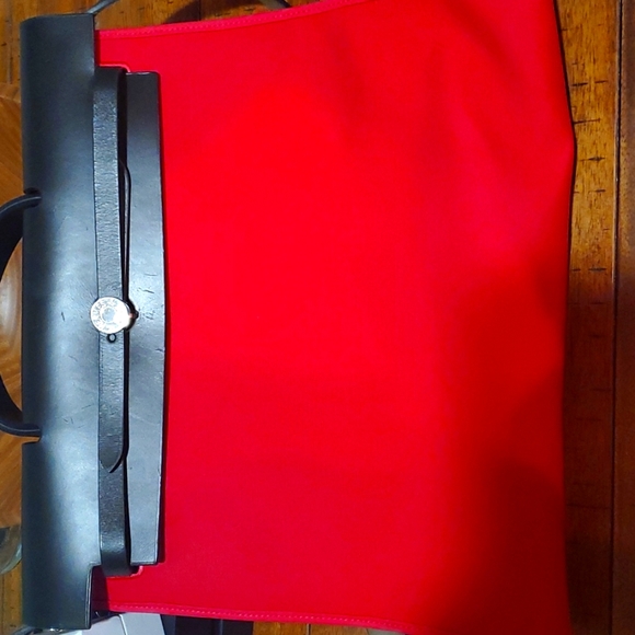 AUTHENTIC Hermes canvas and black leather tote bag - Picture 2 of 7